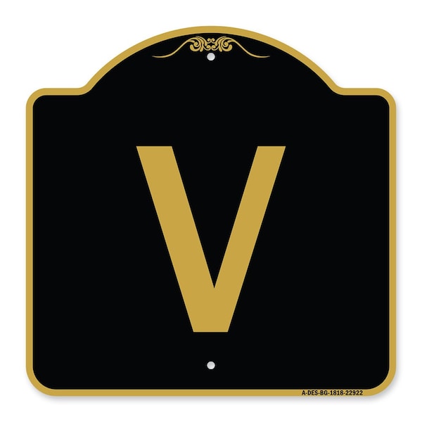 Signmission Designer Series Sign-Sign W/ Letter V, Black & Gold Aluminum Sign, 18" x 18", BG-1818-22922 A-DES-BG-1818-22922 - main